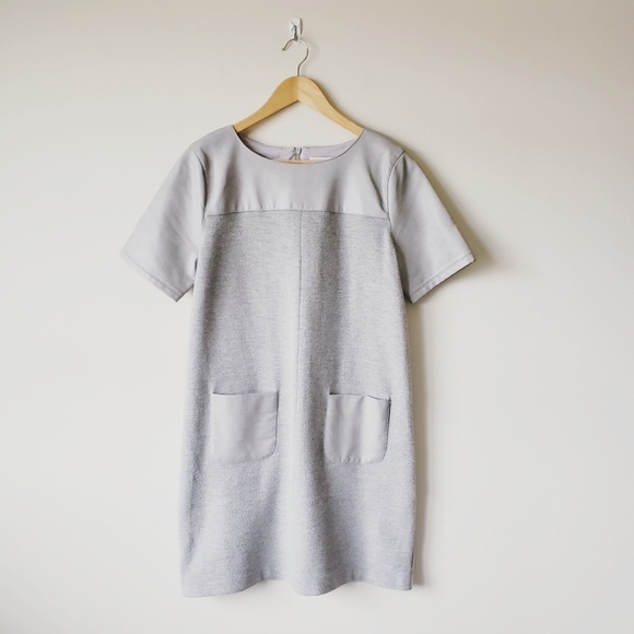 LOFT Dresses & Skirts - LOFT Felt and Faux Leather Shift Dress Gray